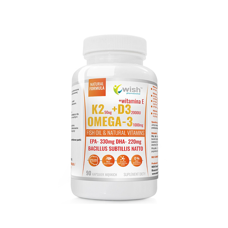 WISH OMEGA-3 + WITAMINA K2+D3 2000IU - 90kaps WISH OMEGA-3 + WITAMINA K2+D3 2000IU - 90kaps