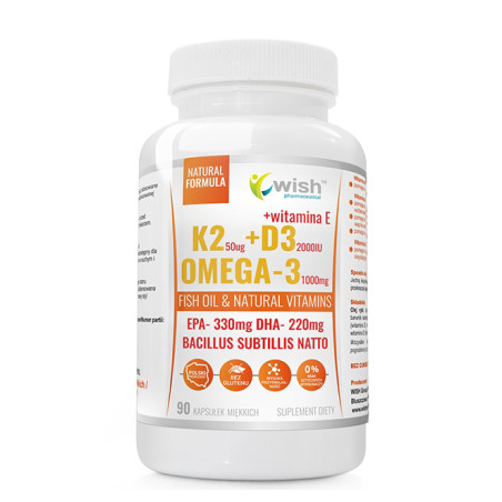 WISH OMEGA-3 + WITAMINA K2+D3 2000IU - 90kaps