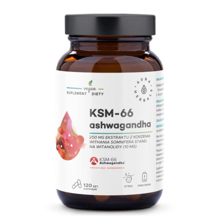 AURA ASHWAGANDHA KSM-66 korzeń 200mg - 120 kaps