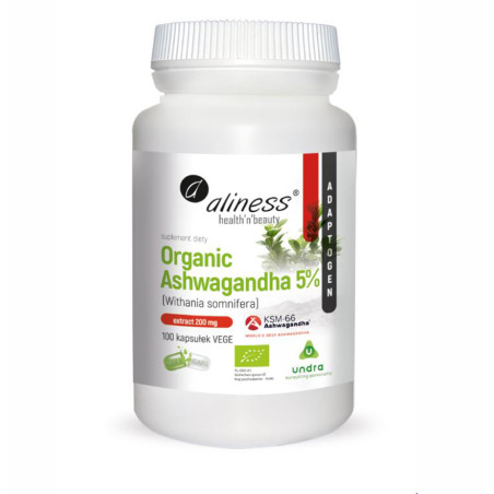 ALINESS Organic ASHWAGANDHA 5% KSM-66 200mg-100 ka