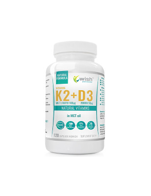 WISH K2 MK-7 100mcg+D3 50mcg 2000IU in oil mct-120