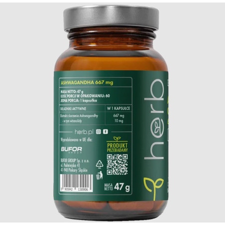 HERB ASHWAGANDHA 667mg - 60 kaps vege