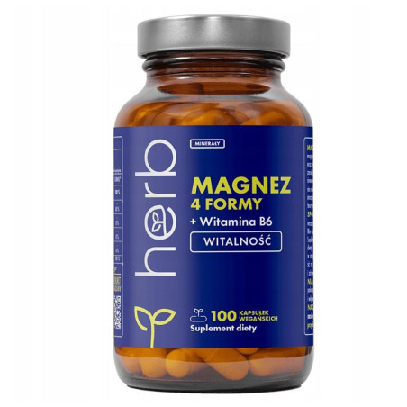 HERB MAGNEZ 4 FORMY + WITAMINA B6 - 100 kaps vege