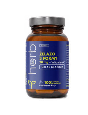 HERB ŻELAZO 3 FORMY 20 mg+WIT.C  - 100 kaps vege