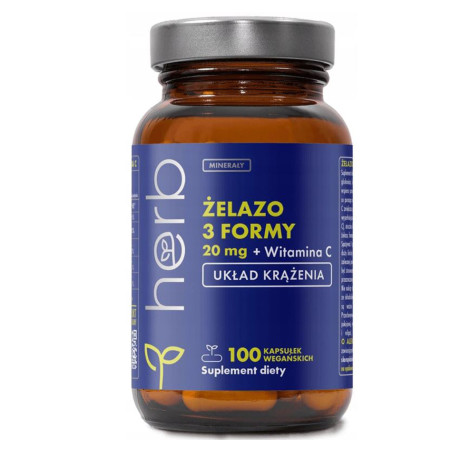 HERB ŻELAZO 3 FORMY 20 mg+WIT.C  - 100 kaps vege