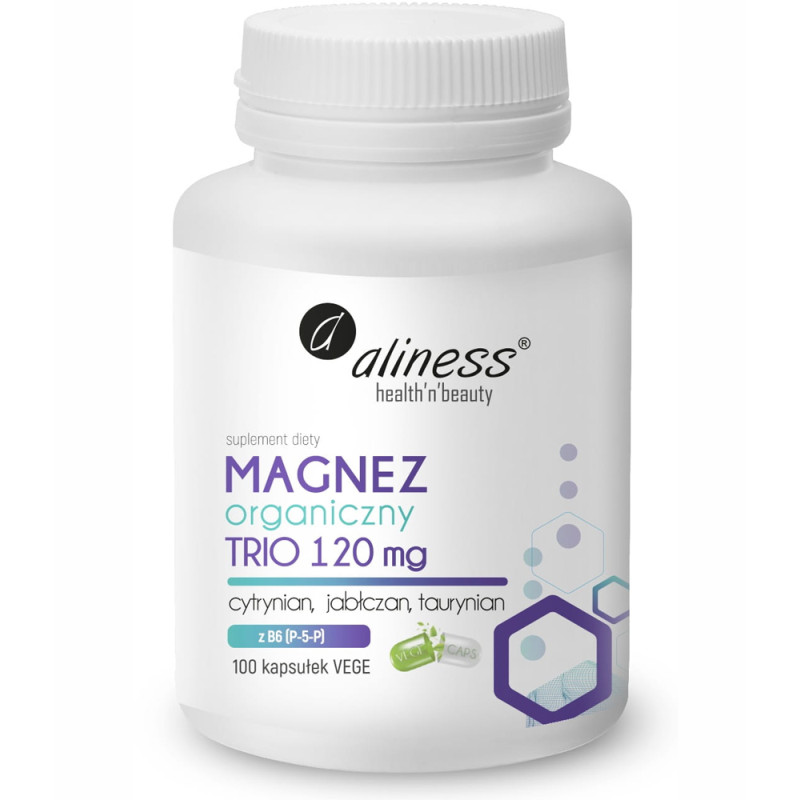 ALINESS MAGNEZ ORGANICZNY TRIO 120mg z B6-100k Veg ALINESS MAGNEZ ORGANICZNY TRIO 120mg z B6-100k Veg