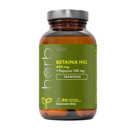 HERB BETAINA HCL 650mg+PEPSYNA 150mg-90kaps vege