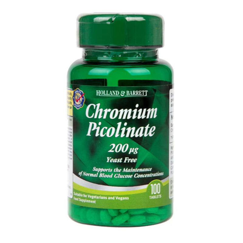 HOLLAND-BARRETT CHROMIUM PICOLINATE 200 mcg-100tab