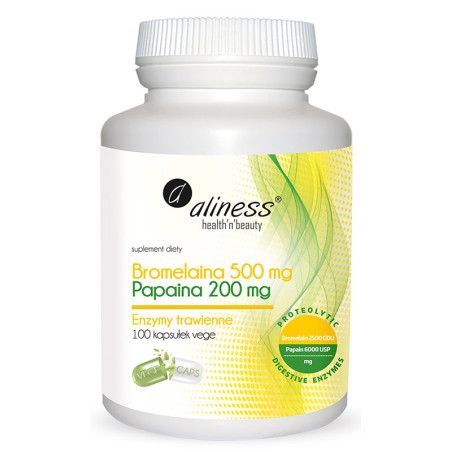 ALINESS BROMELAINA 500mg Papaina 200mg-100kaps veg